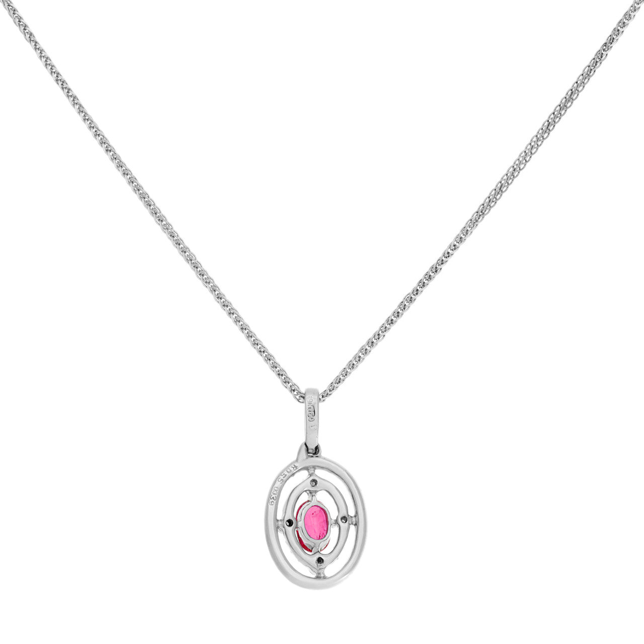 Exclusive 18K White Gold 0.55 Carat Ruby & Diamond Pendant — Side View