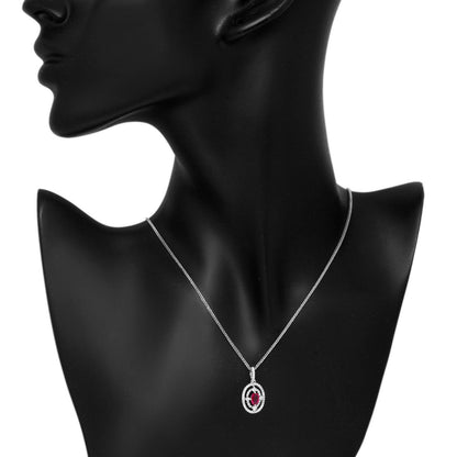 Exclusive 18K White Gold 0.55 Carat Ruby & Diamond Pendant — Back View