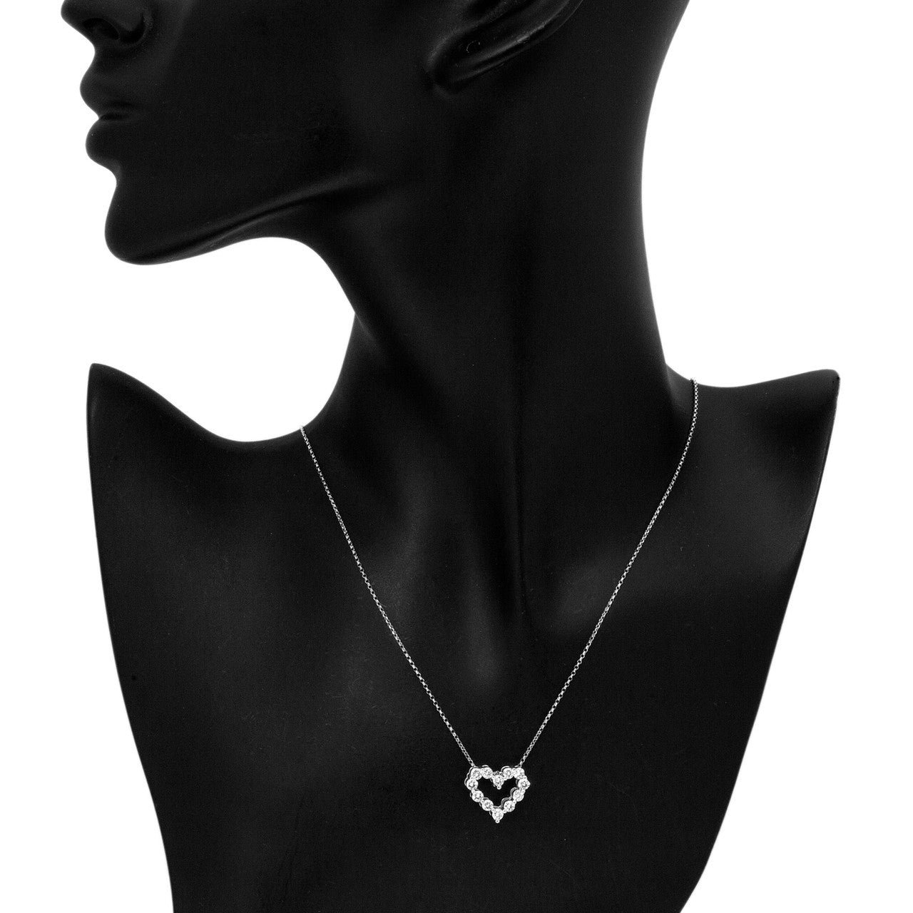 Exclusive 18K White Gold 1.02 Carat Diamond Heart Pendant Necklace — Detail View