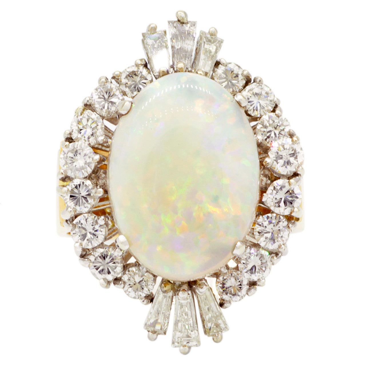 Exclusive 18K Yellow Gold 5.26 Carat Opal Diamond Ring — 5 — Front View