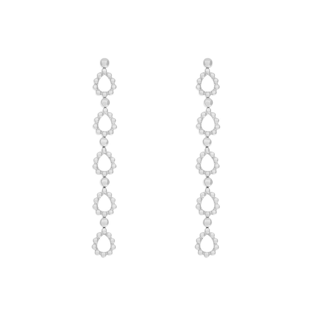 Exclusive 18K White Gold  Drop  Earrings — Front View