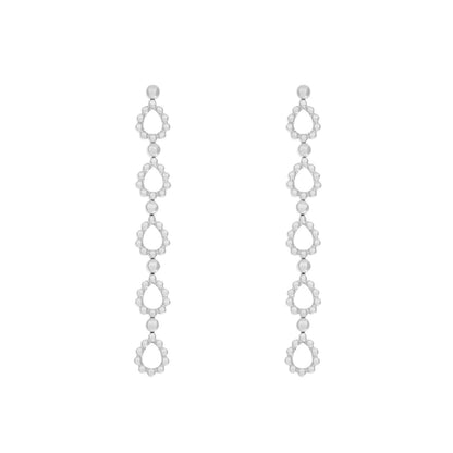 Exclusive 18K White Gold  Drop  Earrings — Front View