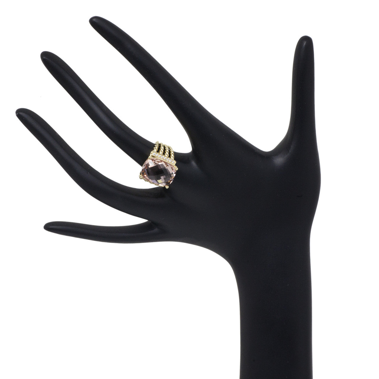 Exclusive David Yurman 18K Yellow Gold, Morganite & Diamond Wheaton Ring — Side View