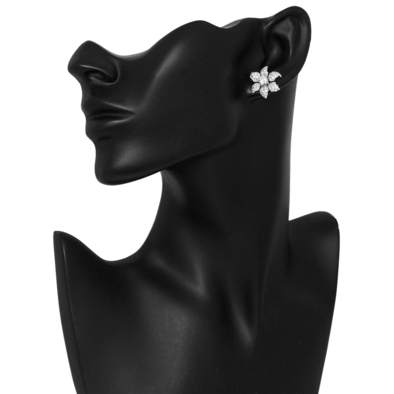 Exclusive 18K White Gold 2.98 Carat Diamond Blossom Earrings — Back View