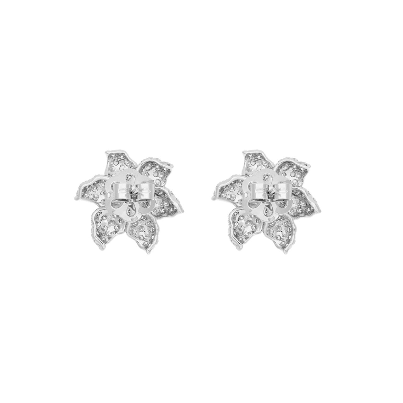 Exclusive 18K White Gold 2.98 Carat Diamond Blossom Earrings — Side View