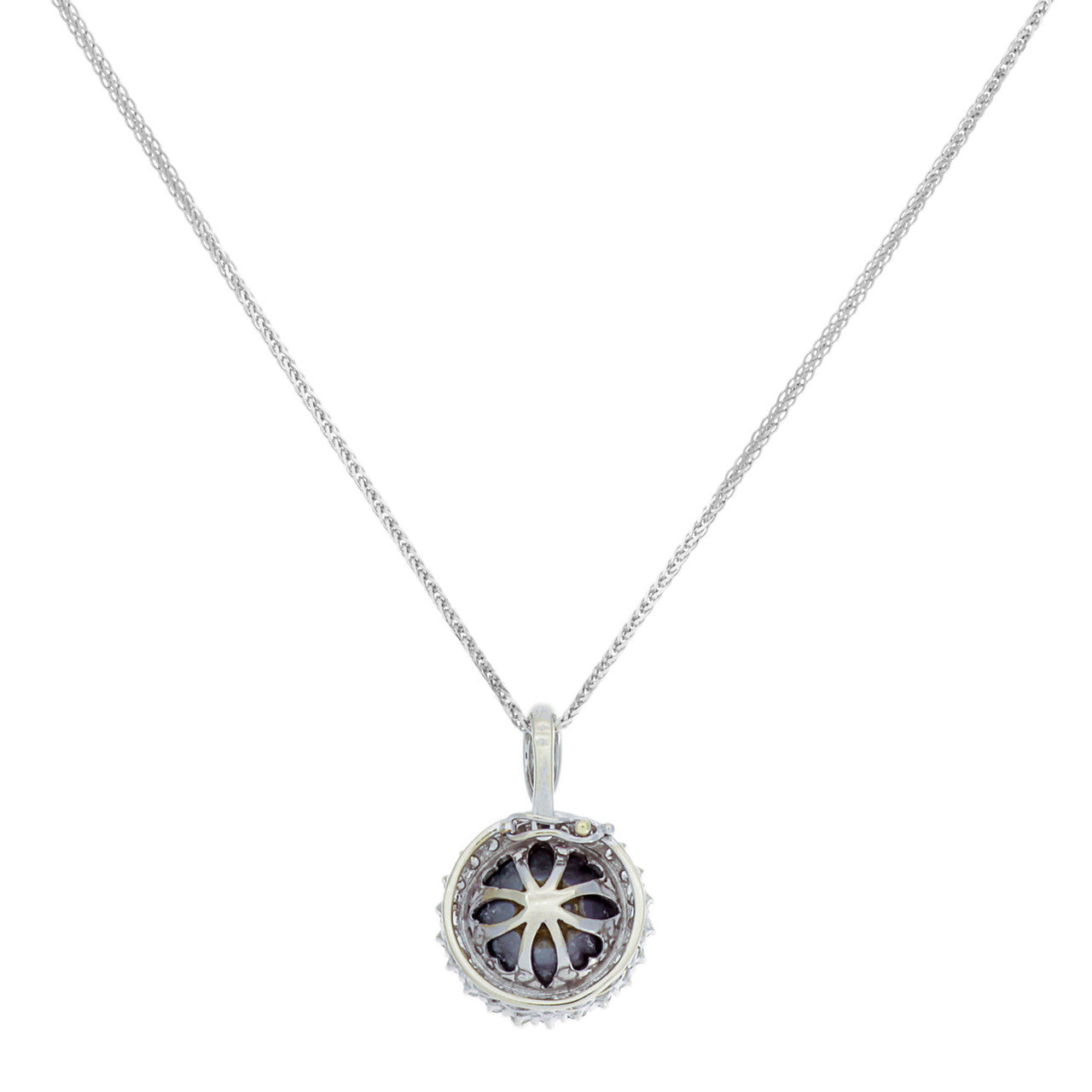 Exclusive 18K White Gold Tahitian Black Pearl Diamond Pendant — Side View