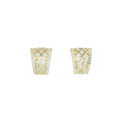 Exclusive 18K Yellow Gold 0.72 Carat Diamond Half Hoop Earrings — Front View