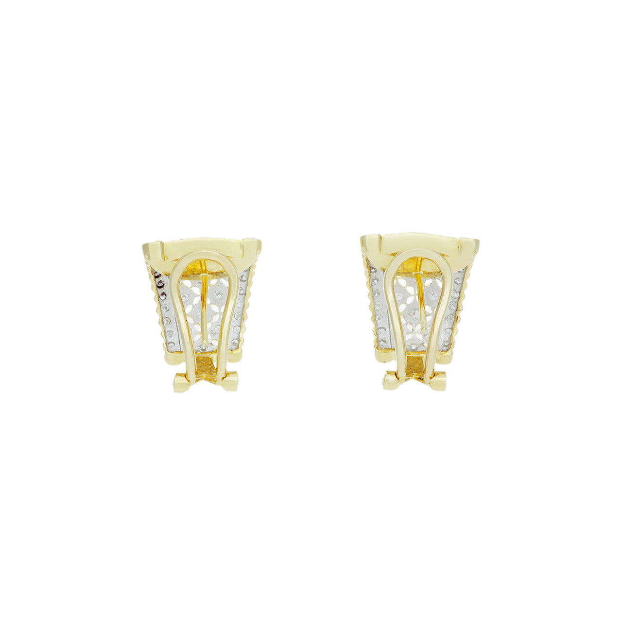 Exclusive 18K Yellow Gold 0.72 Carat Diamond Half Hoop Earrings — Side View