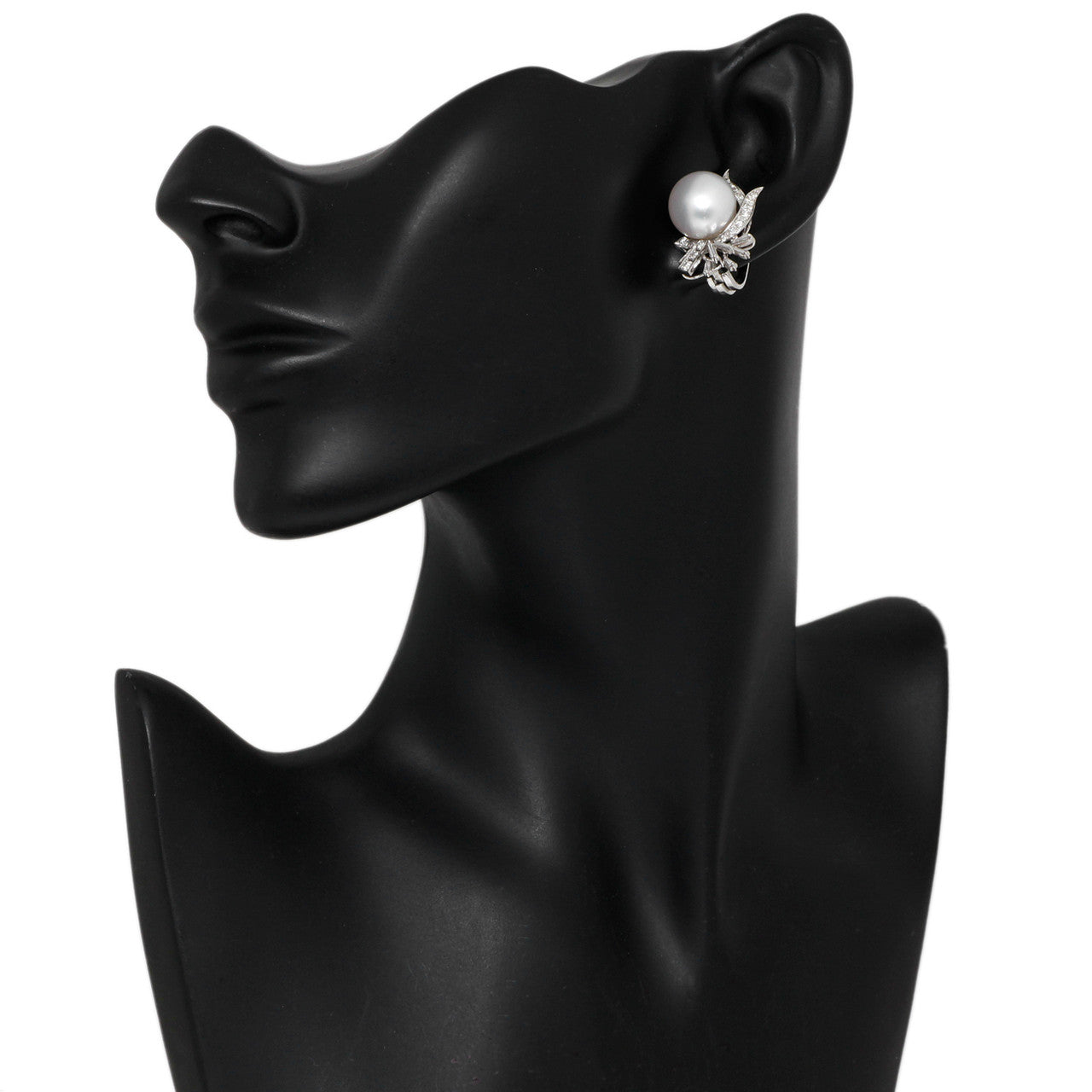 Exclusive 14K White Gold South Sea Pearl Diamond Earrings — Back View