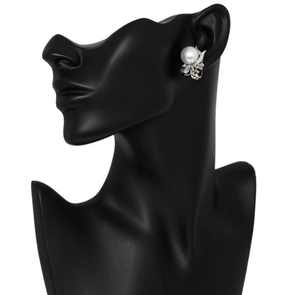 Exclusive 14K White Gold South Sea Pearl Diamond Earrings — Back View