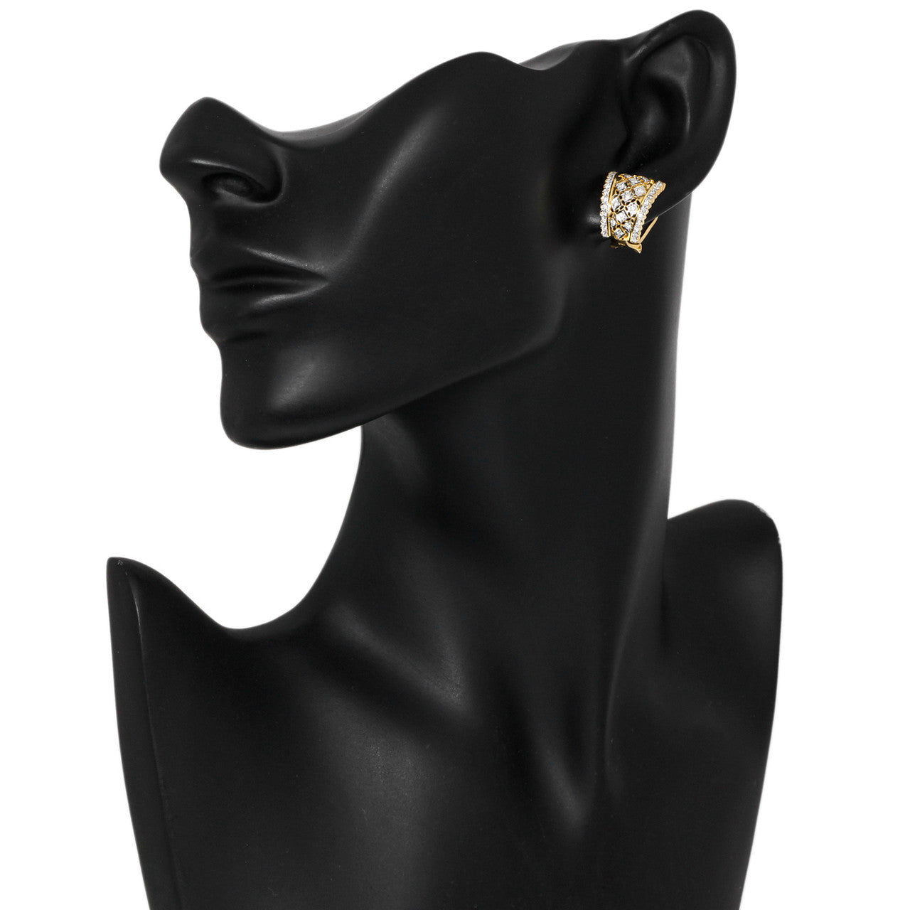Exclusive 18K Yellow Gold 0.72 Carat Diamond Half Hoop Earrings — Back View