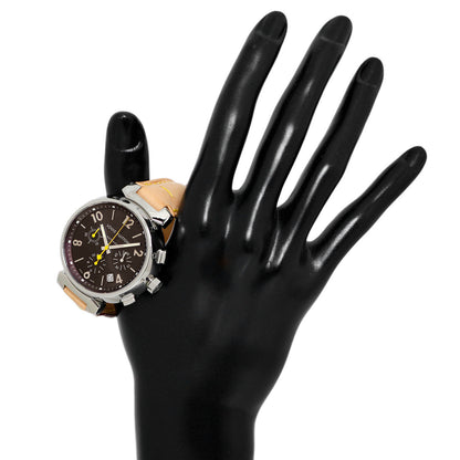Exclusive Louis Vuitton Stainless Steel Tambour Automatic Chronograph Q1121 — Top View