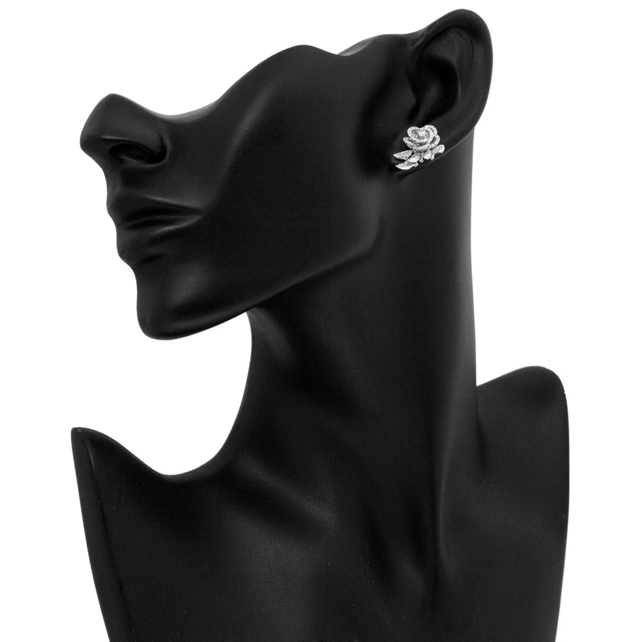 Exclusive 18K White Gold Blossom 1.66 Carat Diamond Earrings — Back View