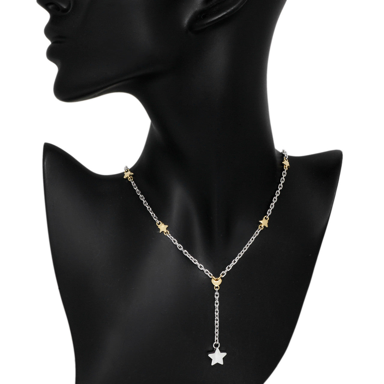 Exclusive 18K White & Yellow Gold Star Necklace — Back View