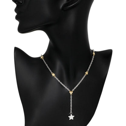 Exclusive 18K White & Yellow Gold Star Necklace — Back View