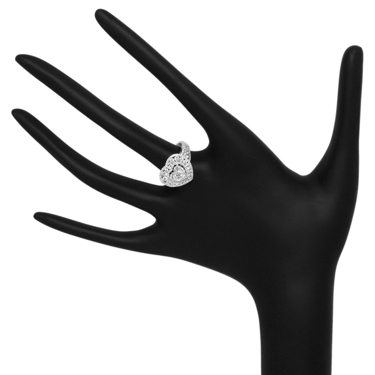 Exclusive 18K White Gold 1.35 Carat Diamond Heart Ring — 5.5 — Top View