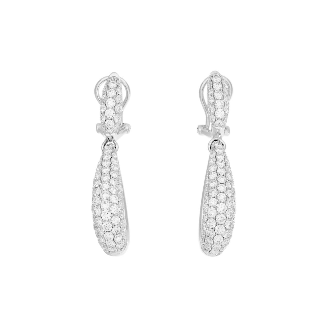 Exclusive 18K White Gold 2.00 Carat Diamond Drop Earrings — Front View