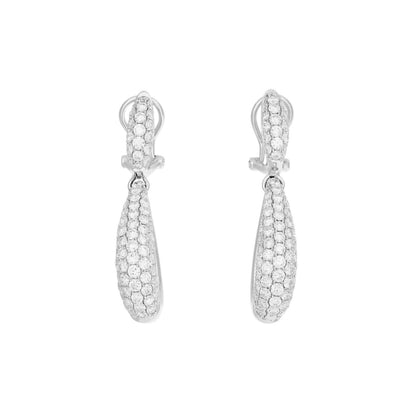 Exclusive 18K White Gold 2.00 Carat Diamond Drop Earrings — Front View