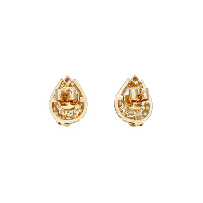 Exclusive 18K Yellow Gold 0.54 Carat Ruby & Diamond Earrings — Side View