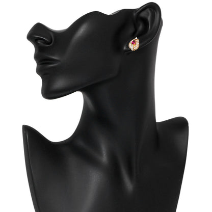 Exclusive 18K Yellow Gold 0.54 Carat Ruby & Diamond Earrings — Back View