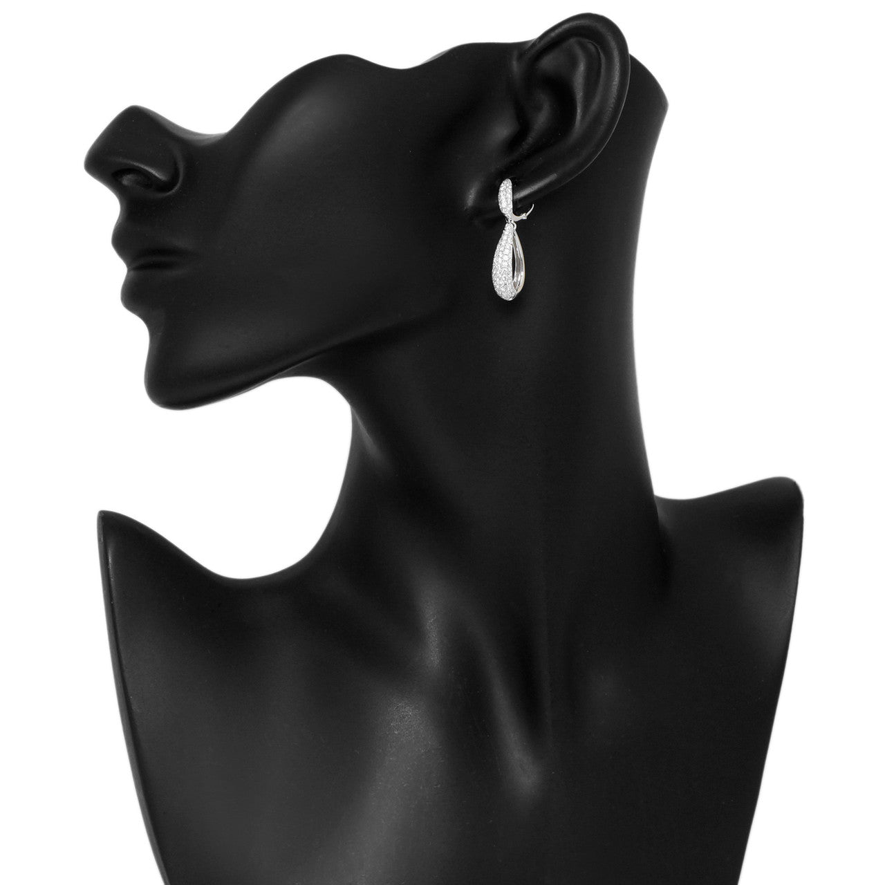 Exclusive 18K White Gold 2.00 Carat Diamond Drop Earrings — Back View