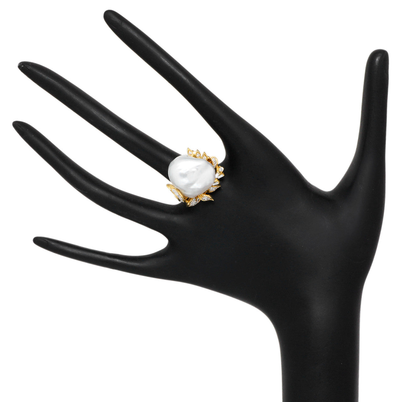Exclusive 18K Yellow Gold Baroque South Sea Pearl Ring — 4.75 — Back View