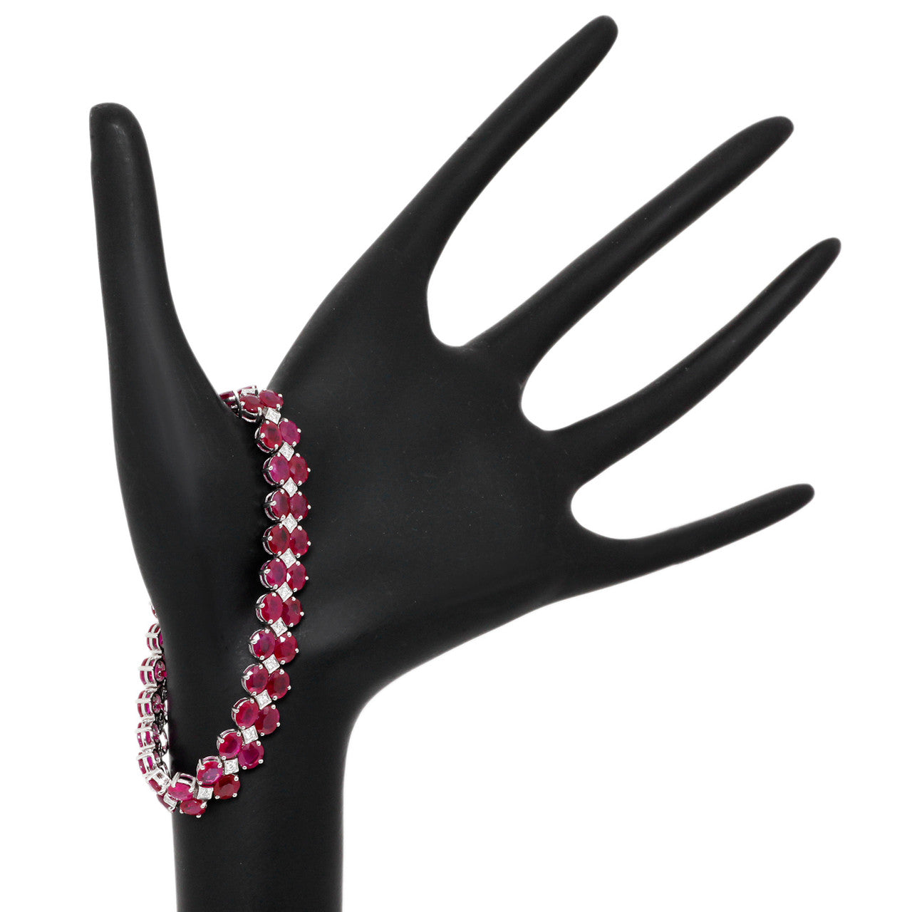 Exclusive 18K White Gold 27.00 Carat Ruby Diamond Bracelet — Back View