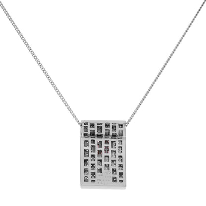 Exclusive 18K White Gold Diamond Pink Sapphire Pendant Necklace — Side View