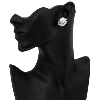 Exclusive 18K White Gold South Sea Pearl 1.98 Carat Diamond Earrings — Back View