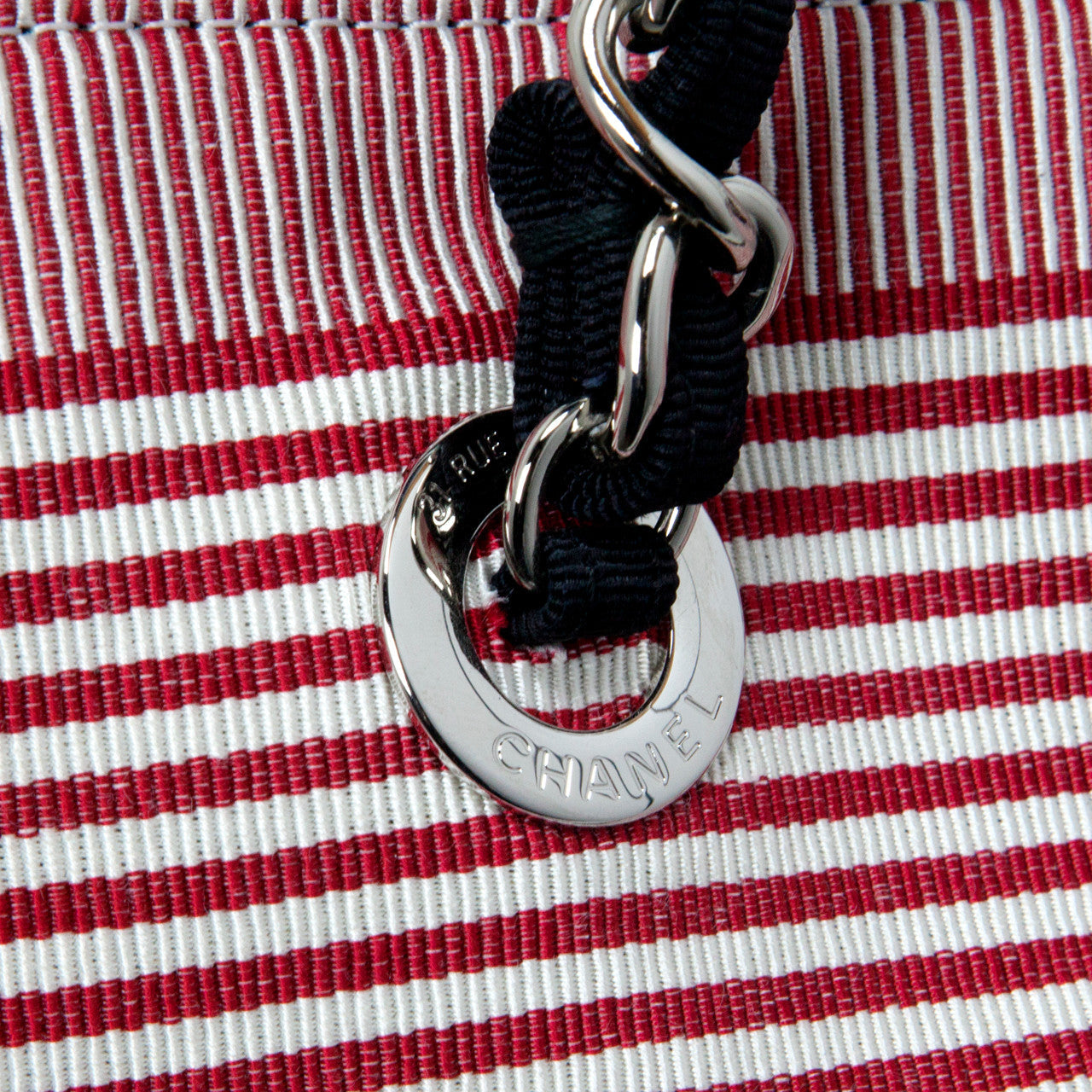 Exclusive Chanel Grey Quilted Grosgrain Denim Drawstring Tote — Alternate View 9