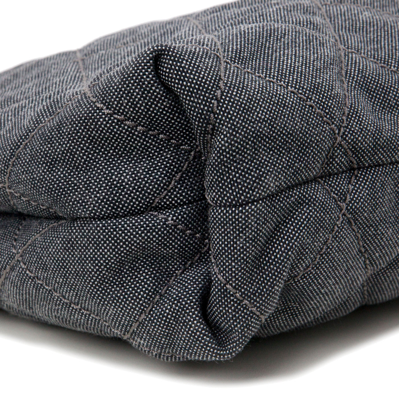 Exclusive Chanel Grey Quilted Grosgrain Denim Drawstring Tote — Alternate View 8