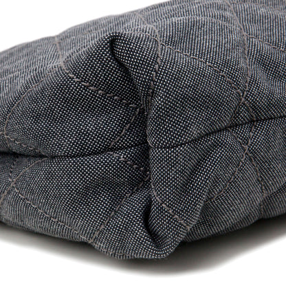 Exclusive Chanel Grey Quilted Grosgrain Denim Drawstring Tote — Alternate View 8