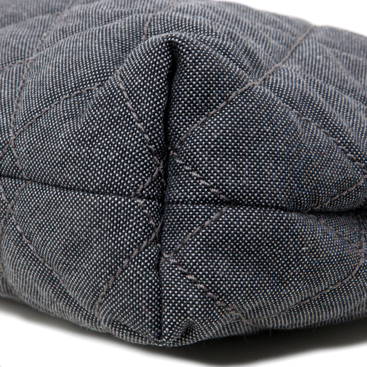 Exclusive Chanel Grey Quilted Grosgrain Denim Drawstring Tote — Alternate View 10