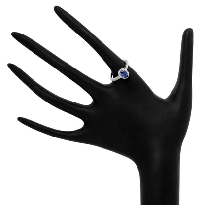 Exclusive 14K White Gold Sapphire Diamond Ring — 5.5 — Top View