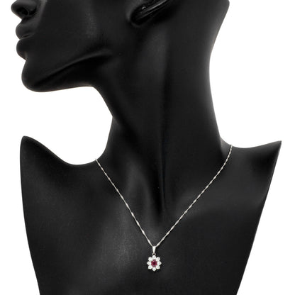 Exclusive 18K White Gold Diamond Ruby Pendant Necklace — Top View