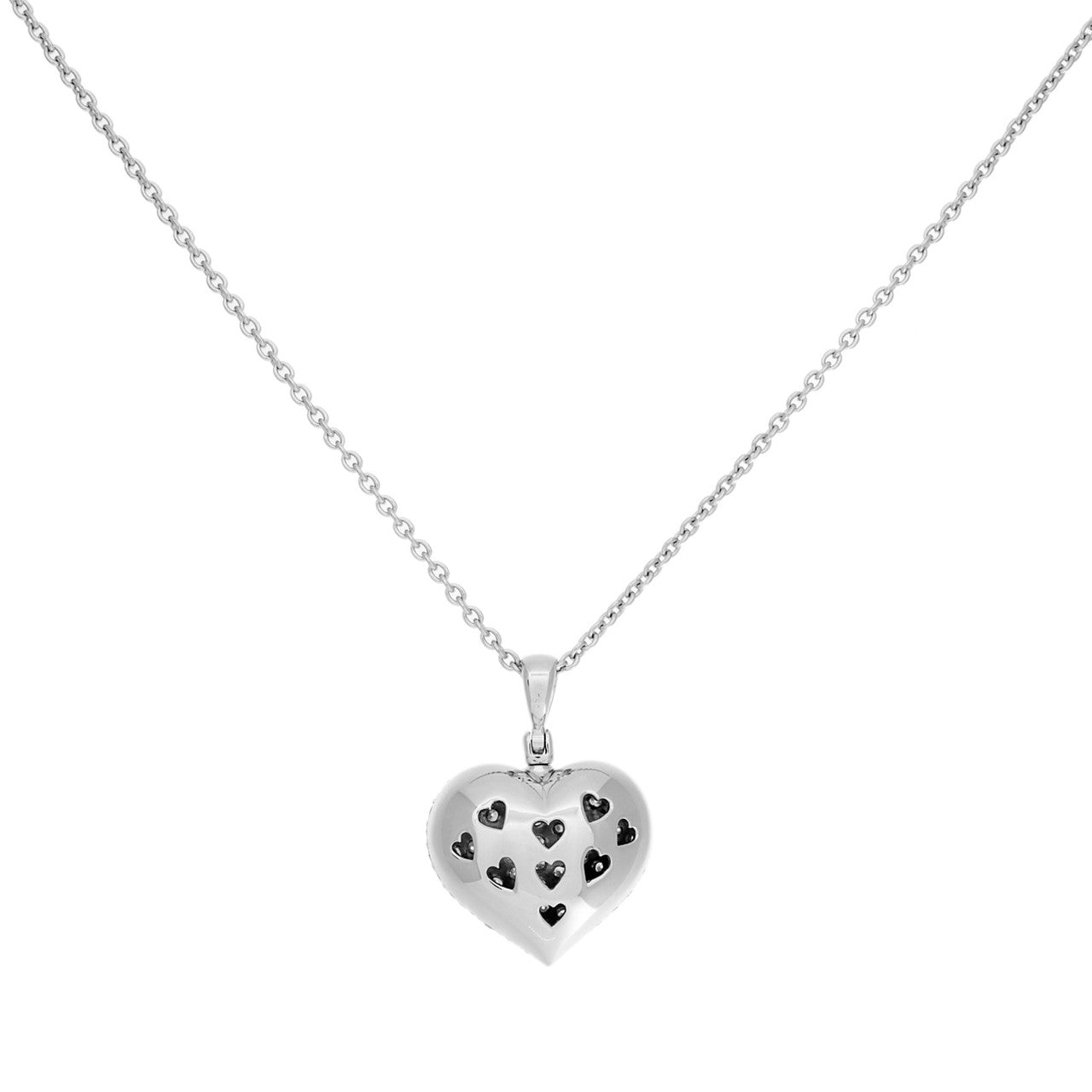 Exclusive 18K White Gold 2.00 Carat Diamond Heart Pendant Necklace — Side View