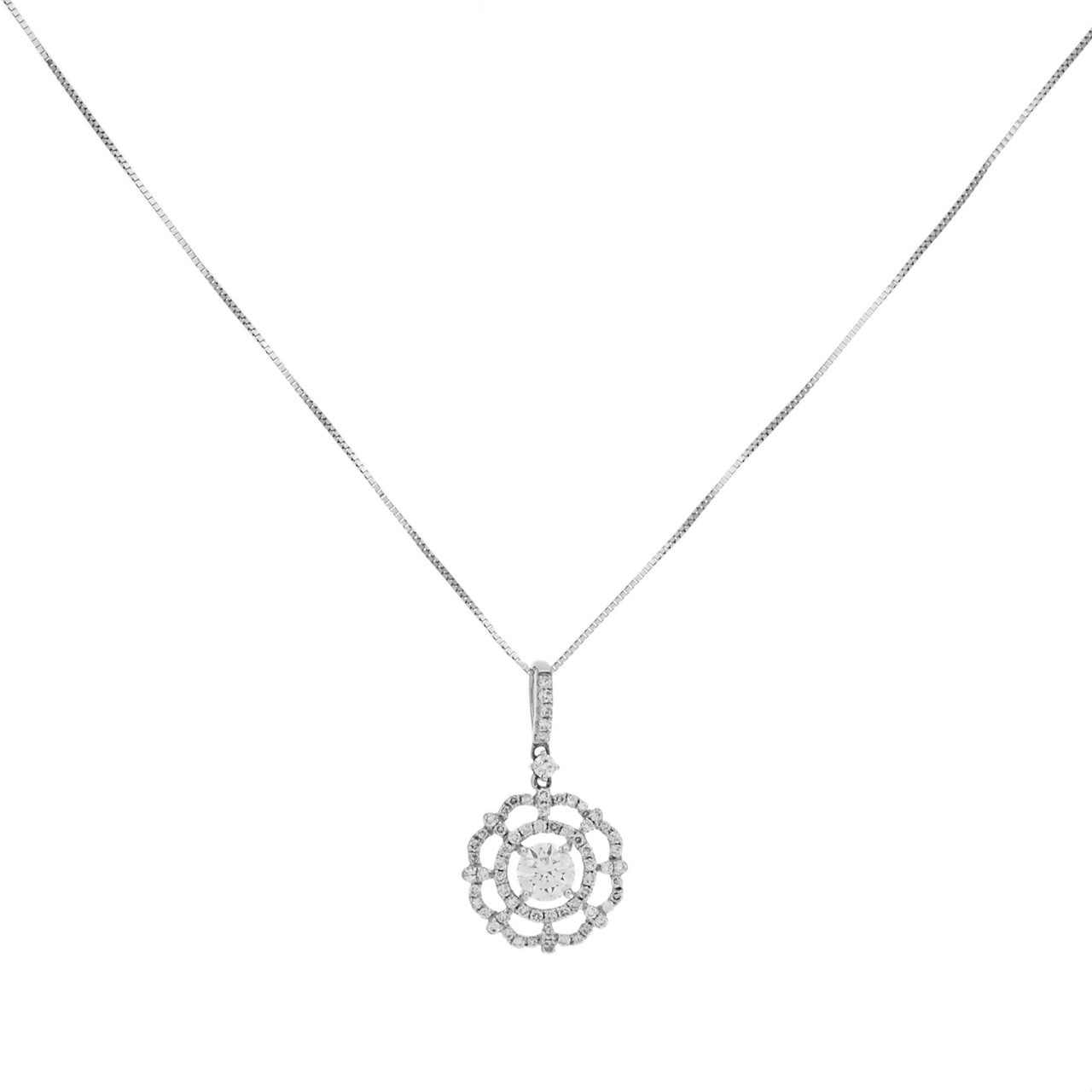 Exclusive 14K White Gold 0.64 Carat Diamond Pendant — Front View
