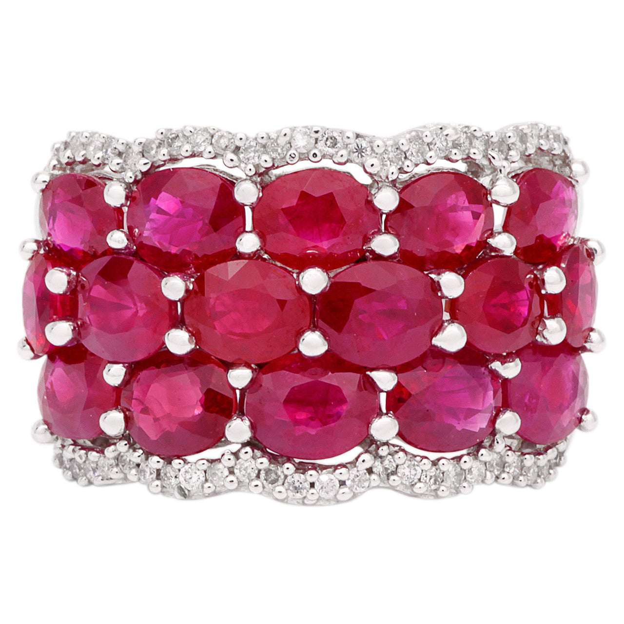 Exclusive 14K White Gold 7.20 Carat Ruby & Diamond Ring — Front View