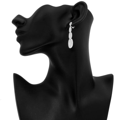Exclusive 14K White Gold Pave Diamond Drop Earrings — Back View