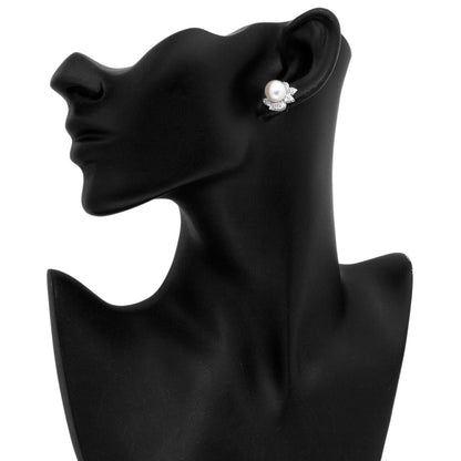 Exclusive 18K White Gold South Sea Pearl Diamond Earrings — Side View