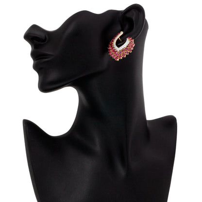 Exclusive 18K Gold Diamond Ruby Earrings — Top View