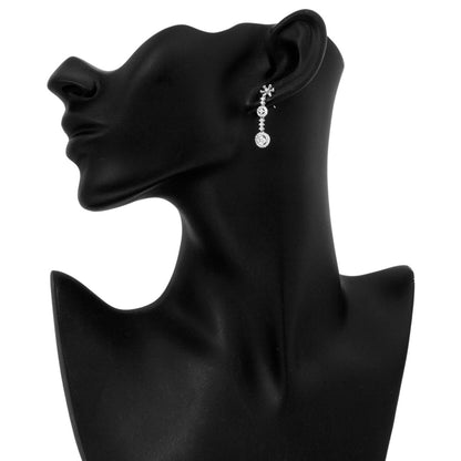 Exclusive 18K White Gold 1.12 Carat Diamond Blossom Ear Pendants — Top View