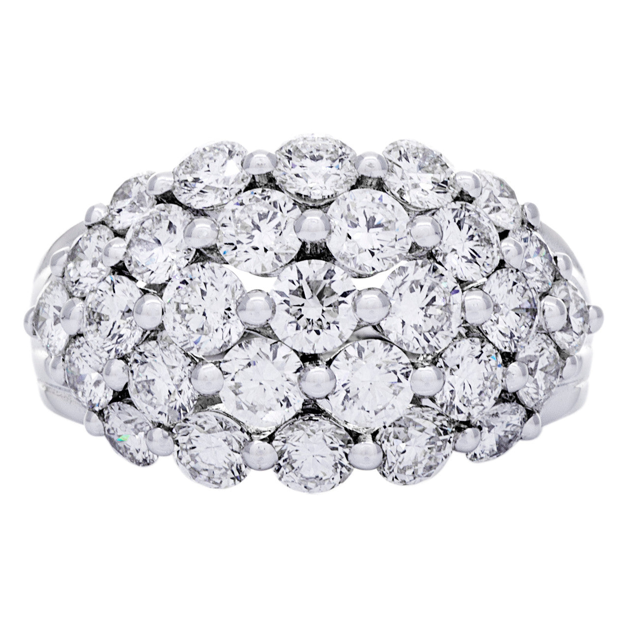 Exclusive 18K White Gold 3.07 Carat Diamond Cluster Ring — 4.5 — Front View