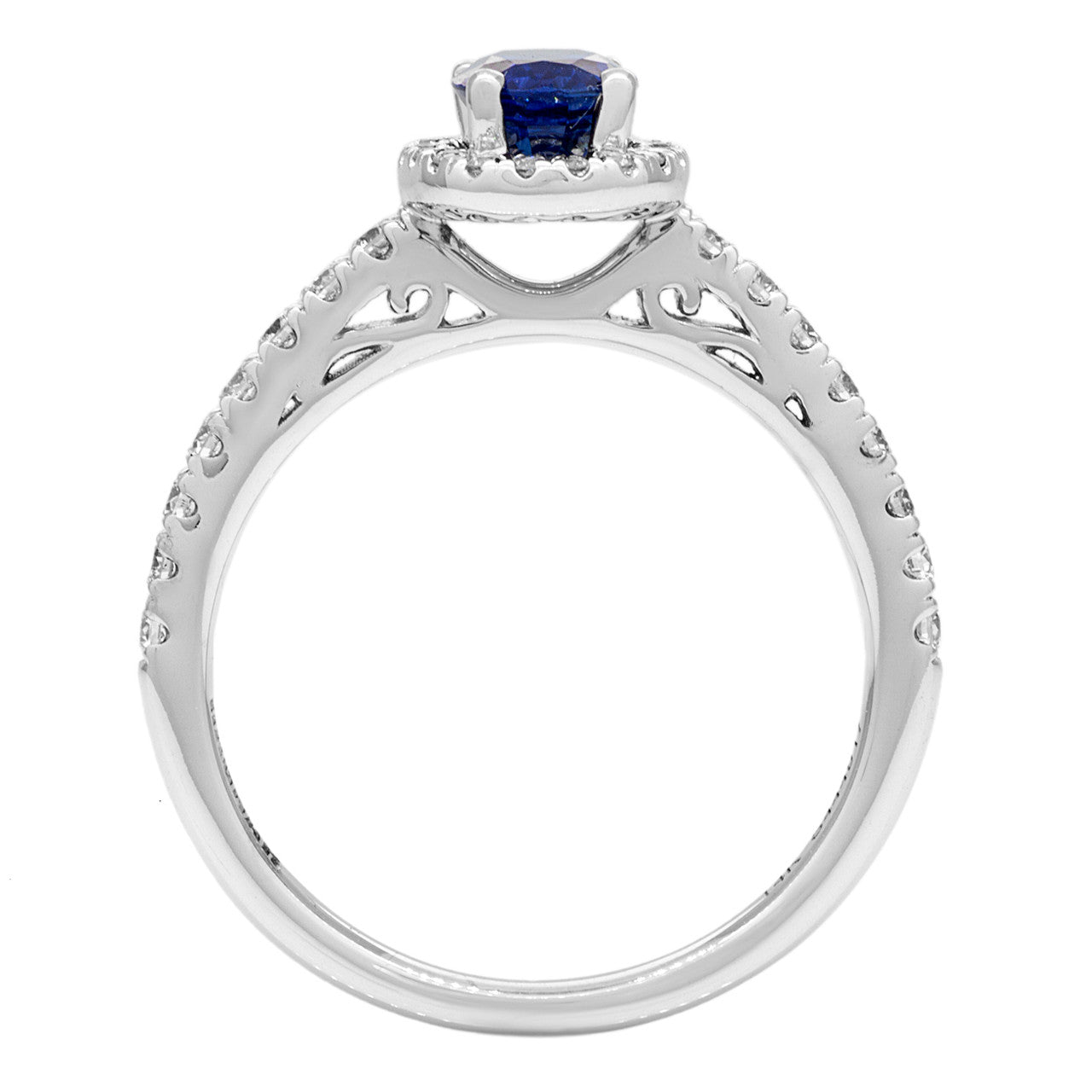 Exclusive 14K White Gold Sapphire Diamond Ring — 5.5 — Back View