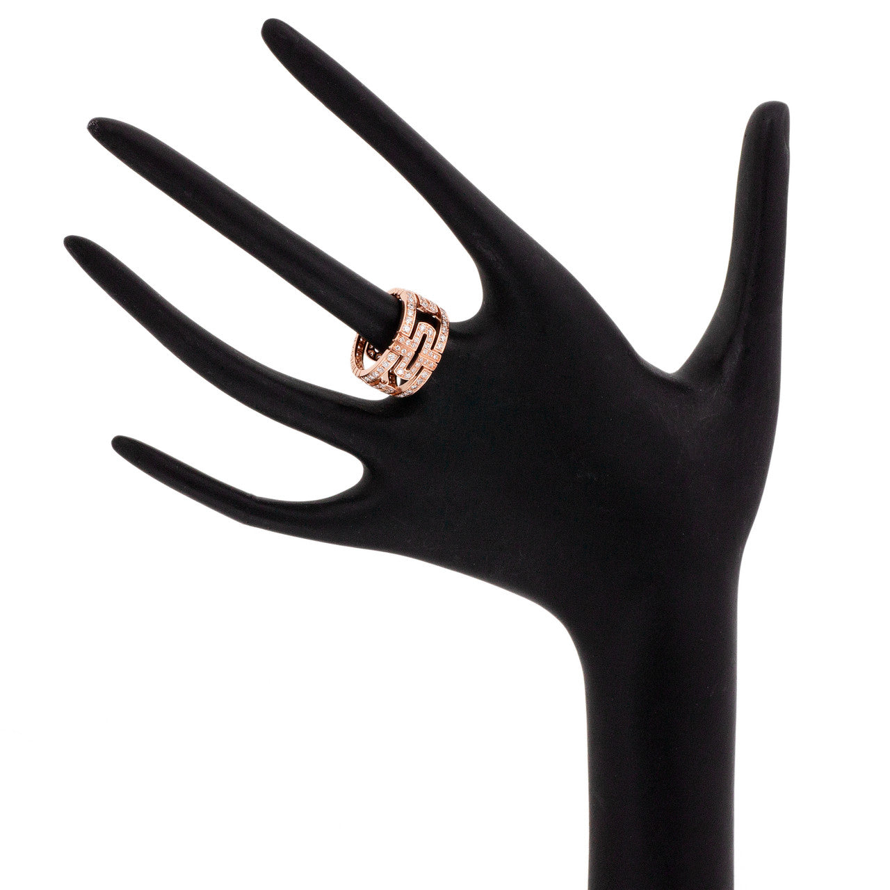 Exclusive Bulgari 18K Rose Gold Parentesi Pave Diamond Ring — Top View