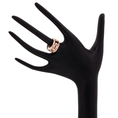 Exclusive Bulgari 18K Rose Gold Parentesi Pave Diamond Ring — Top View