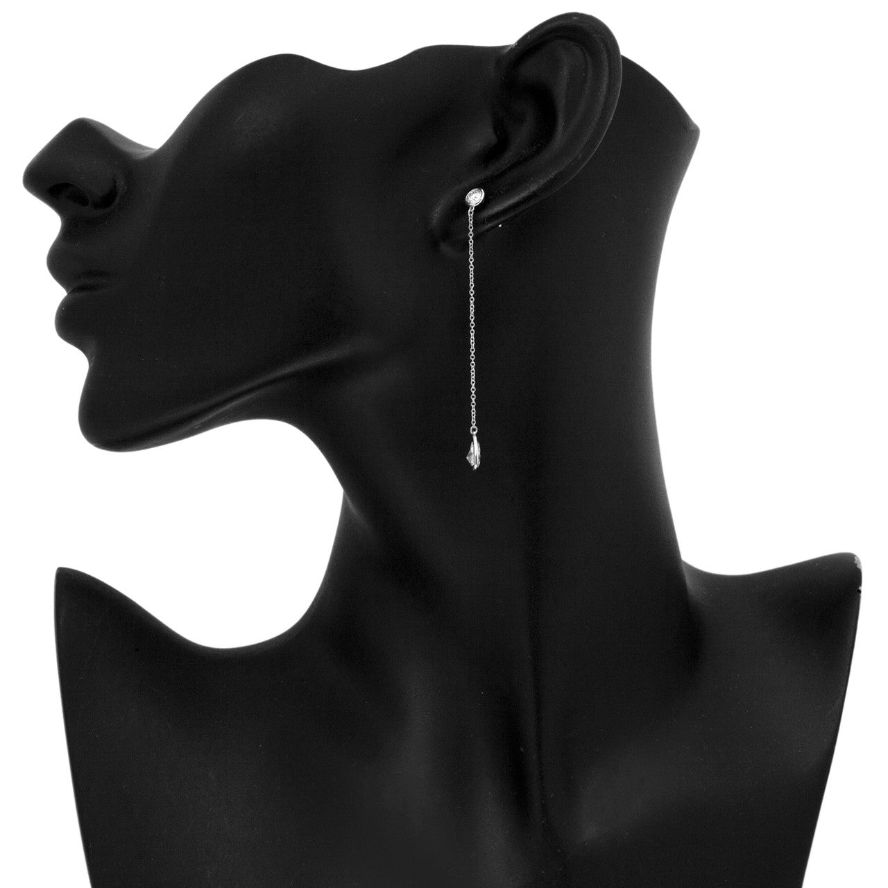 Exclusive Tiffany & Co. Platinum Diamond by the Yard Drop Earrings — Back View