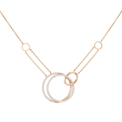 Exclusive 18K Rose Gold 0.91 Carat Diamond Circles Pendant — Front View