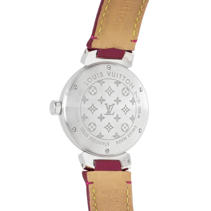 Exclusive Louis Vuitton Stainless Steel & Diamond Tambour Attraction Ladies Watch — Back View