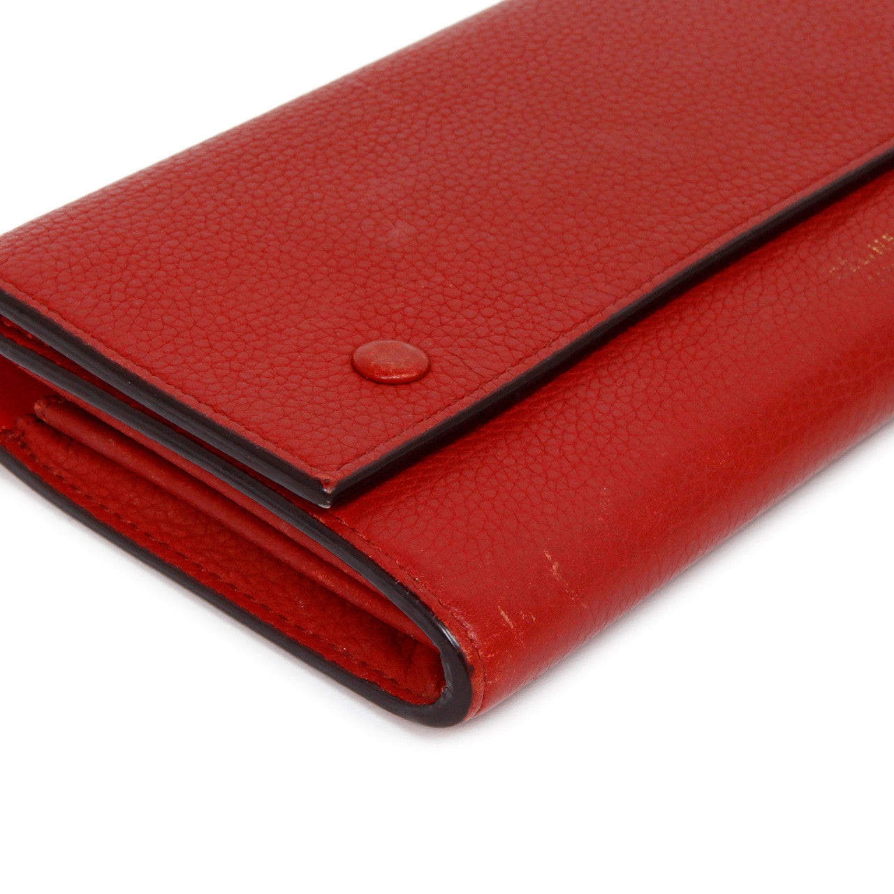 Exclusive Celine Red Drummed Calfskin Large Multifunction Flap Wallet — Top View
